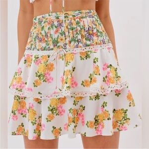 For Love & Lemons Rosalyn Floral Tiered Mini Skirt size XL NWT